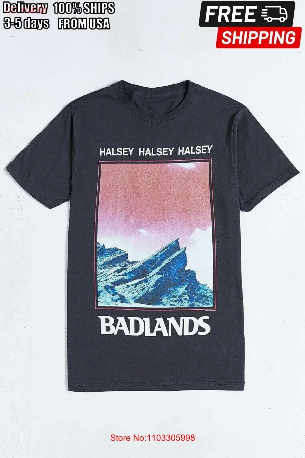 Винтажная черная мужская футболка Badlands Halsey Tour Concert S 34XL E664, винтажная стираная дышащая стильная универсальная мужская мода