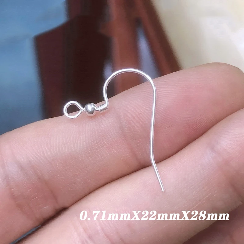 Ear Wire Flat 925 Sterling Silver Ear Wire W/2/3mm Bead Mirror Bead Loop Ear Components Wholesale Jewelry Findings