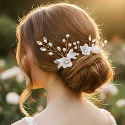 Bridal Wedding Hair Accessories Flower Shiny Rhinestones Hair Combs Jewelry Women Silver Gold Bride Headpiece Party Bridesmaid