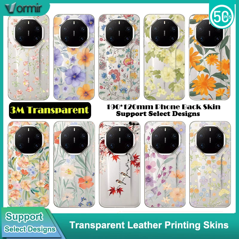 

VORMIR 50pcs 190*120mm Transparent Leather Colorful Phone Skin Decoration Stickers for Cut Machine Protective Films for Phones