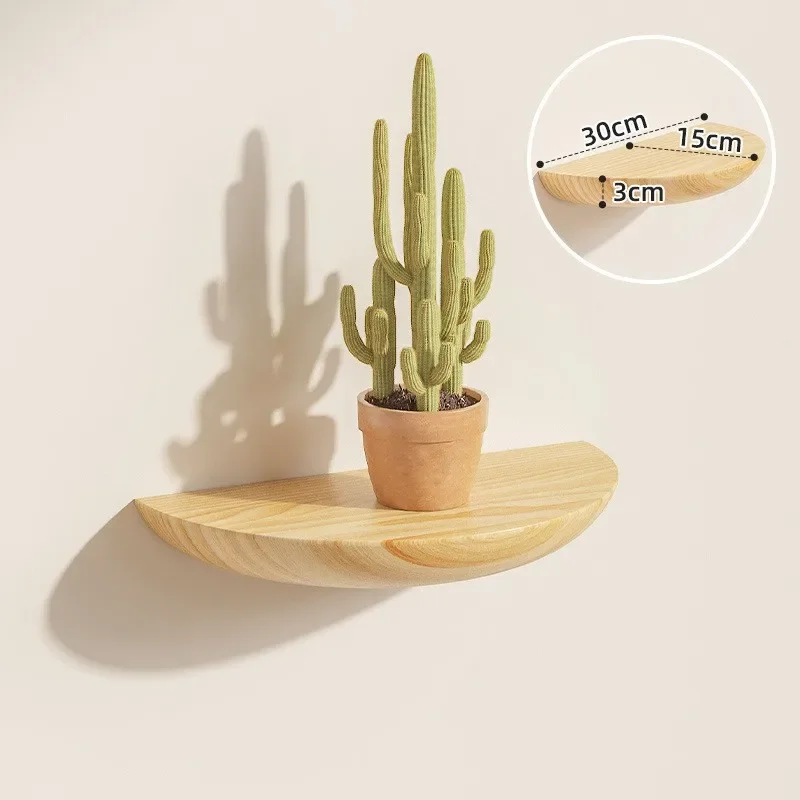 Semicircle Solid Wood Floating Wall Shelf – Modern Half-Moon Display Rack 5
