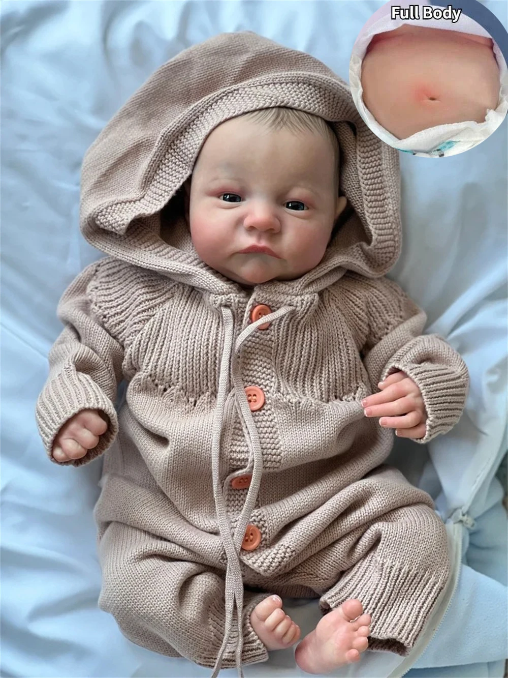 49CM Realistic Painted Reborn Baby Doll Levi Awake Bebe Newborn Baby Size 3D Skin Visible Veins Birthday Gift Christmas Gift