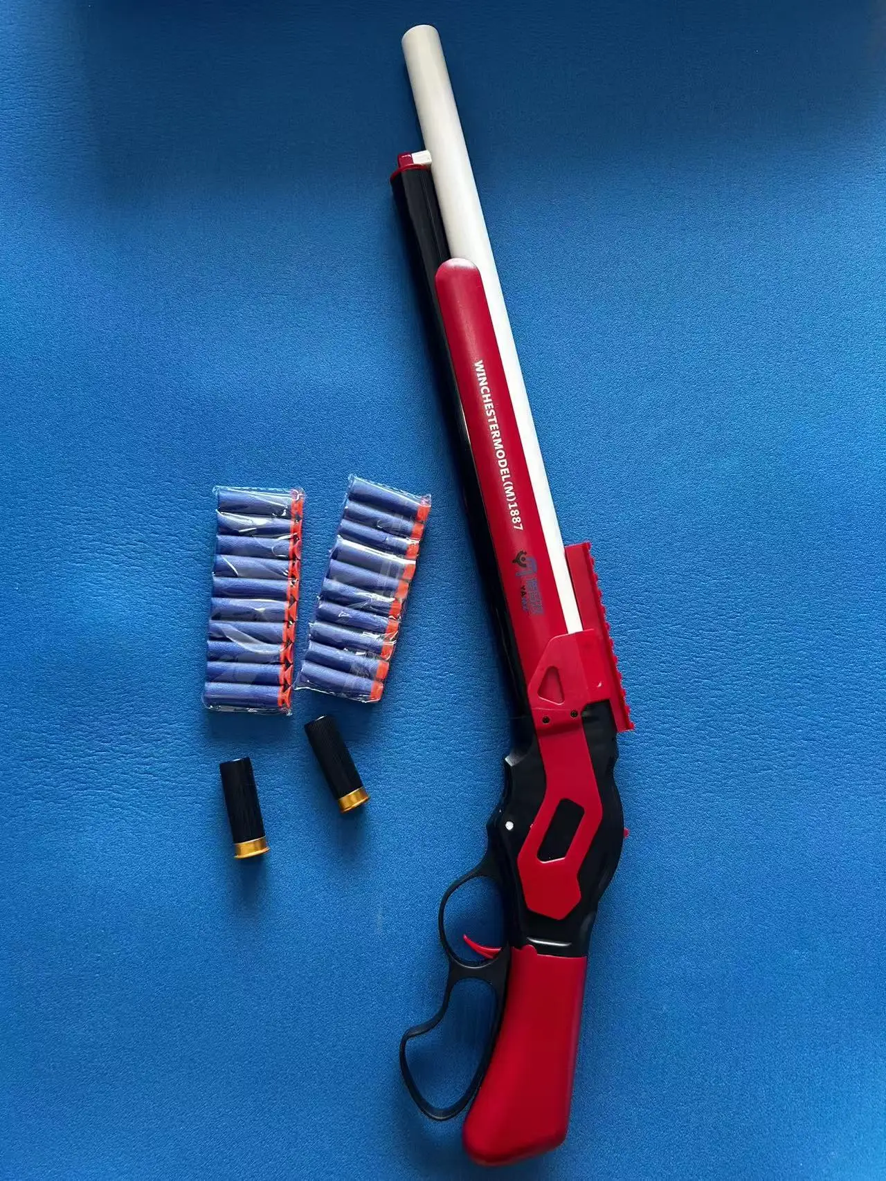 나일론 M1887 탄피 배출 소프트 총알 장난감 샷건 발사 가능한 윈체스터 모델 소년용 치킨 게임 코스프레 소품 장난감 총