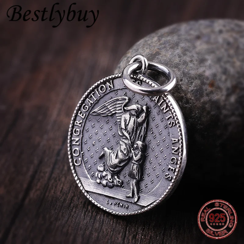 

НОВЫЙ круглый мужской и женский кулон Guardian из стерлингового серебра 925 пробы в стиле ретро с персонализированным портретом