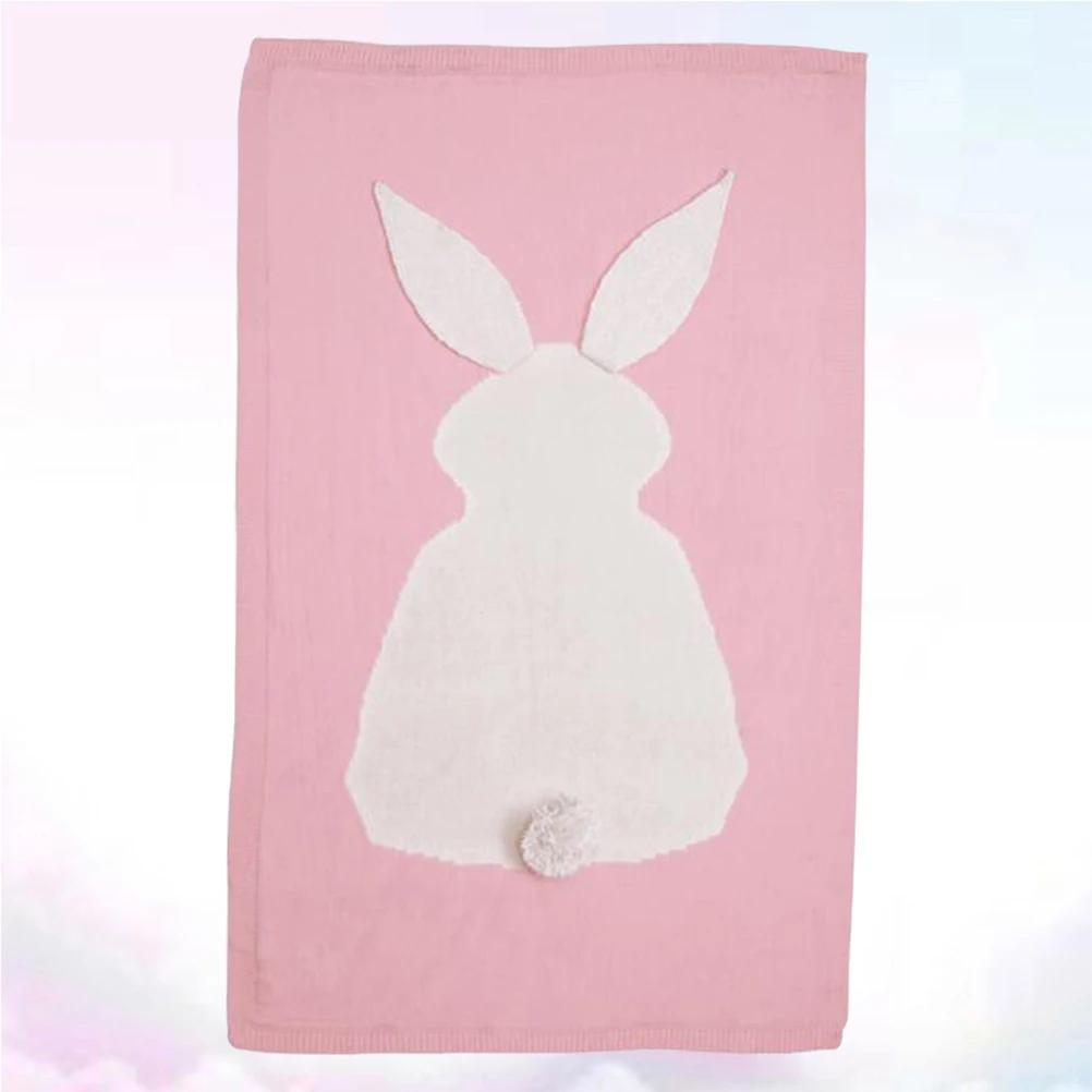 

Rabbit Knitted Super Soft Knitting Blanket 3D Light Grey Baby Infant Bed Quilt Portable Travel Photography Prop