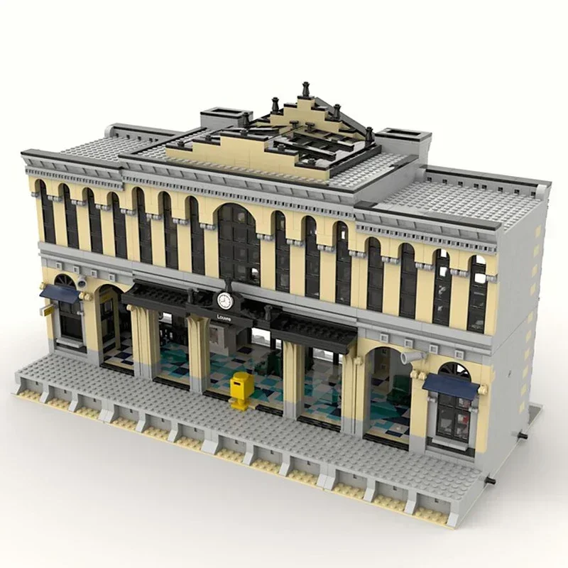 Street View Model Moc Building Bricks, Modular The Central Train Station Technology Blocks Gifts, Christmas Toys, DIY Sets Assembly