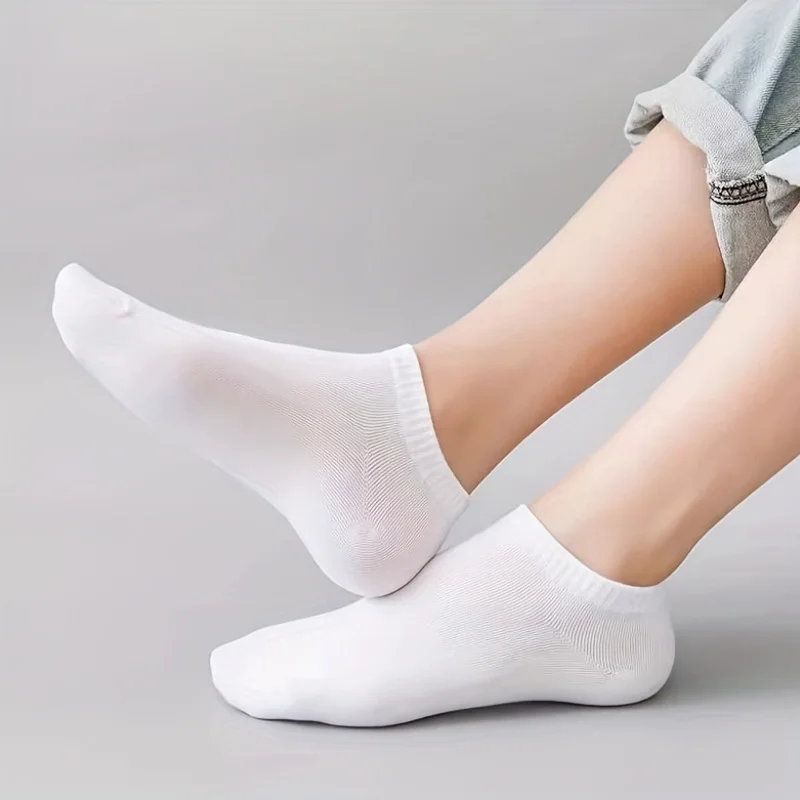 10 pares de calcetines cortos de color sólido, ligeros y transpirables para verano, versión coreana, sencillos y versátiles, calcetines tobilleros para mujer