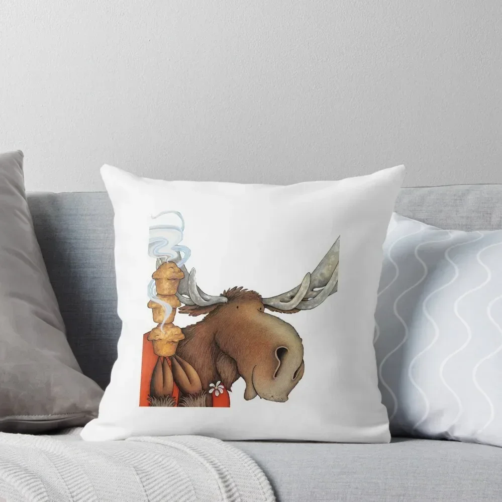 If you give a moose a muffin sticker Throw Pillow pillows decor home Pillow Cover Decorative pillow case