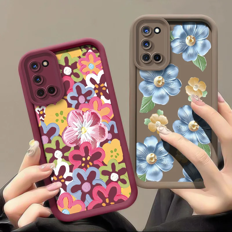 حافظة هاتف لهاتف OPPO Realme Narzo N65 N63 N55 N53 50i 50A Prime 30 Pro 70X 60X Note 50 60 GT 6 Neo 5 غطاء سيليكون على شكل زهرة عصرية