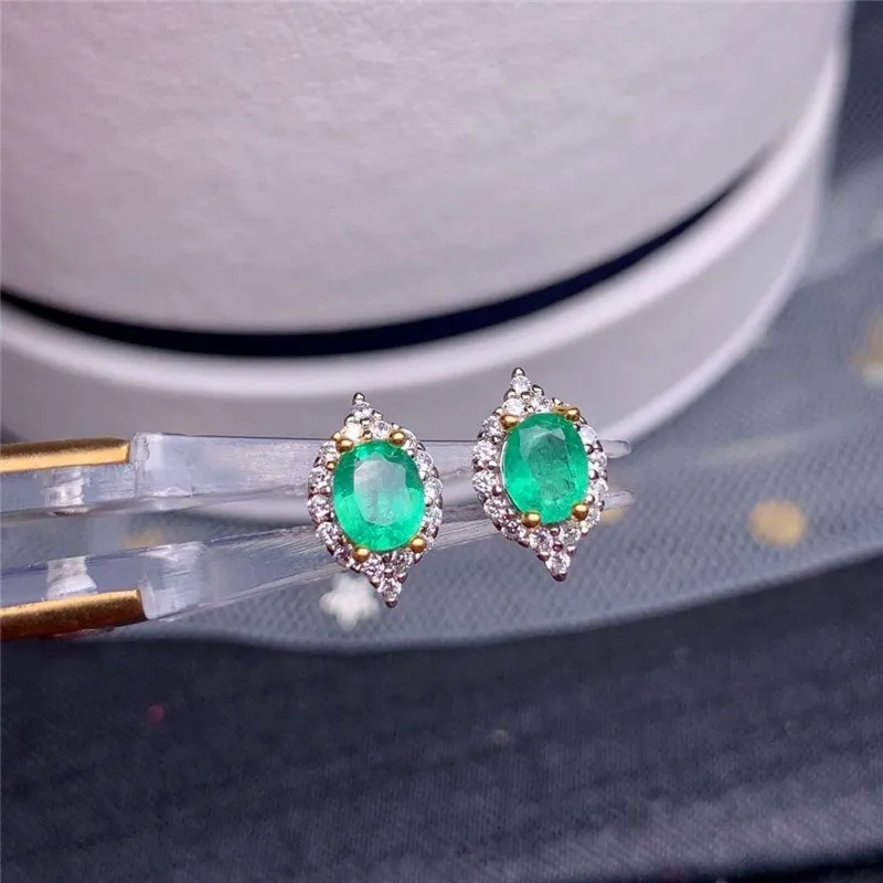 Supporting Detection 925 Sterling Silver Natural Emerald Emerald Lady Earrings Platinum  Gold Plated Jewelry  Designer