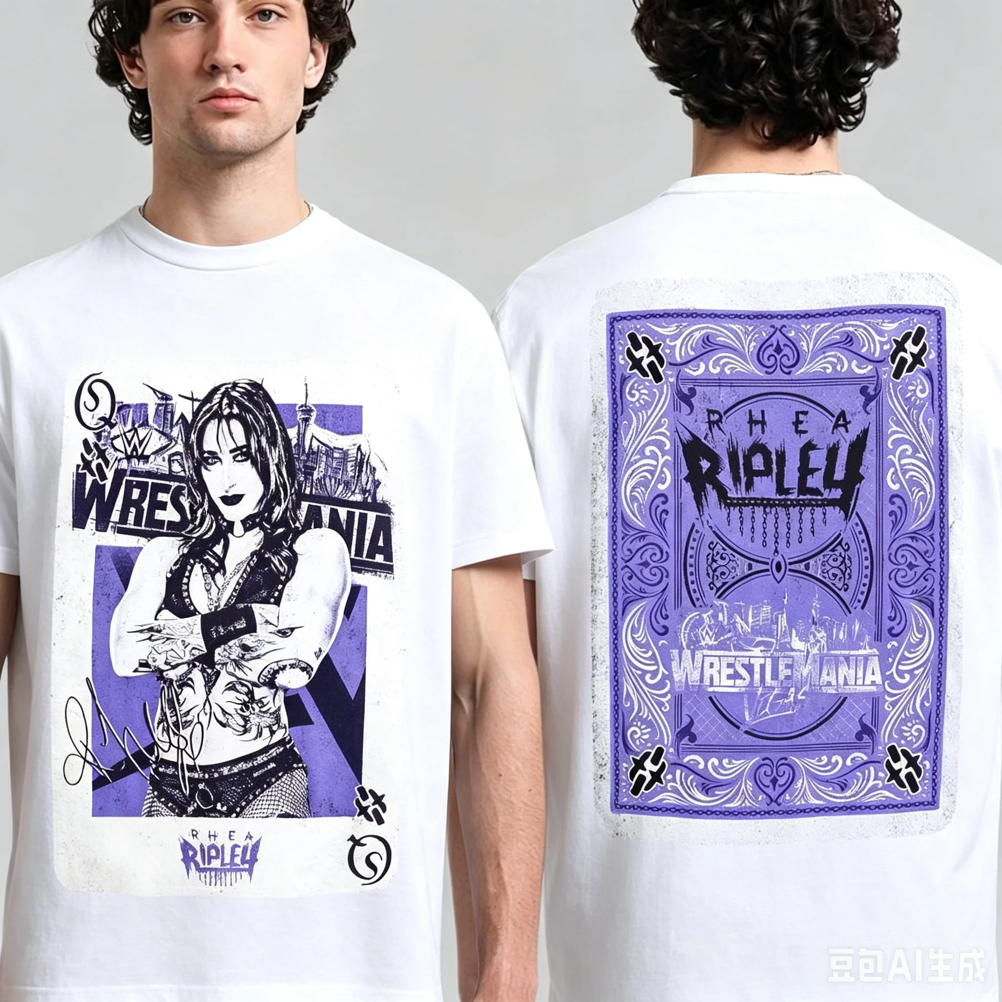 WrestleMania 42 Rhea Ripley 100%cotton Unisex Wrestling Shirt 2026 Summer New Oversized Hot Sale O-neck Poker Graphic Tshirt