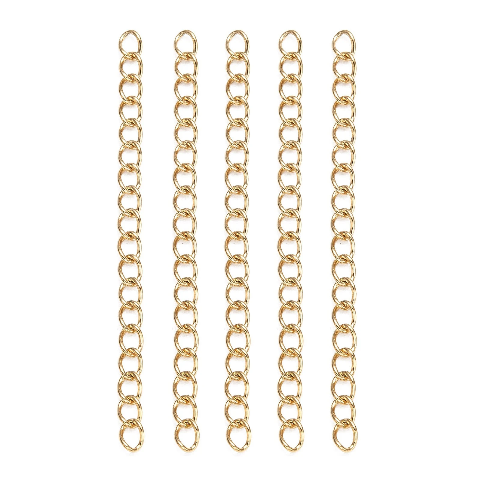 

10 Strand 304 Stainless Steel Chain Extender Real 18K Gold Plated for Bracelet Necklace Extension Chain Jewelry Making 47~53x3mm