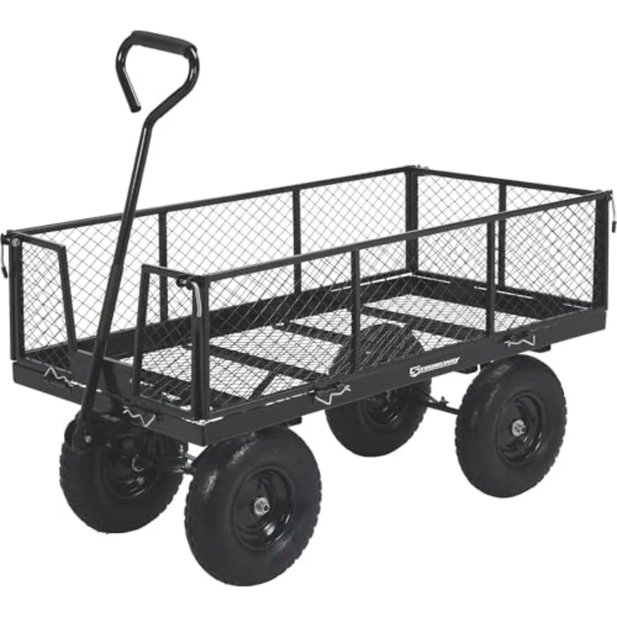 Garden use: steel wagon with removable sides, black finish, 1400-lb. heavy-duty capacity