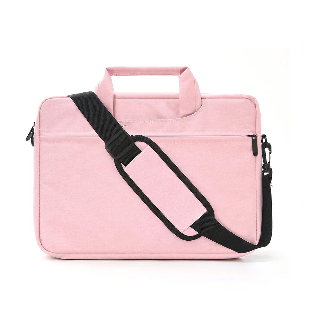 Solid Color 14 Inches Laptop Shoulder Bag Large Capacity Handheld Case Fashion Portable Crossbody Computer Bag For Men Women