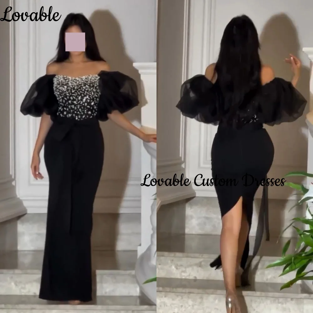 

فساتين سهرة Свадебное платье по индивидуальному заказу с разрезом и открытыми плечами на молнии Вечерние платья длиной до пола Русалка с короткими рукавами