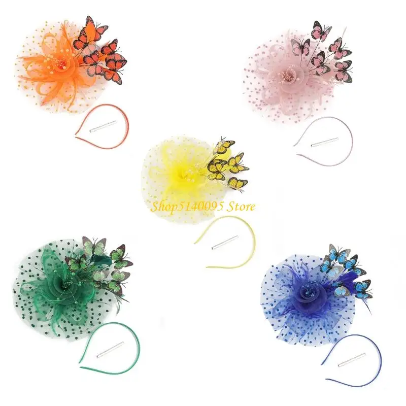 

DXAE Royal 1920s Hair Flower Wedding Headpiece Fascinator Wedding Butterfly Accessory For Bridal Event