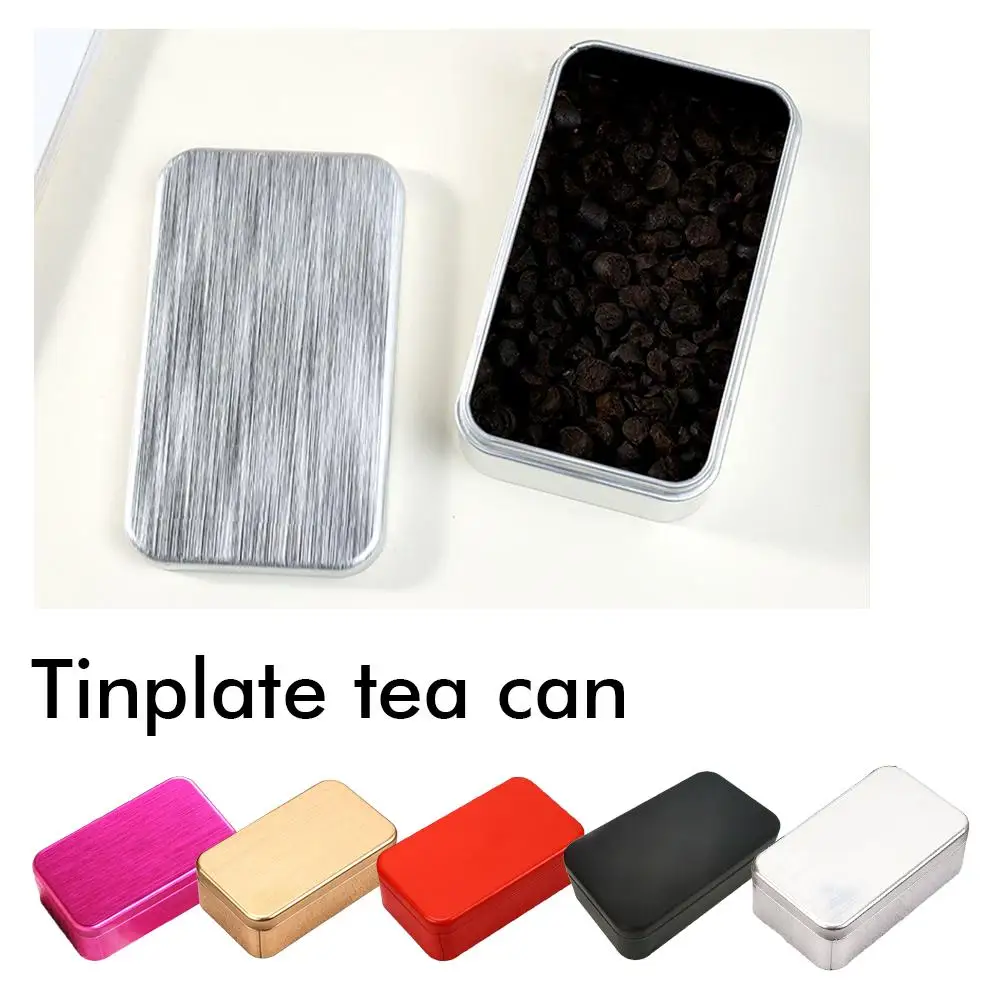 Mini Lata Rectangular de Hojalata para Té, Caja Metálica Portátil Sellada con Tapa, Pequeño Contenedor de Hojalata Vacío para Té, Dulces