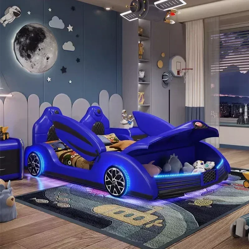 Cama de coche de carreras con música para niños, muebles  dormitorio  madera  alta calidad, tamaño completo Hot sales