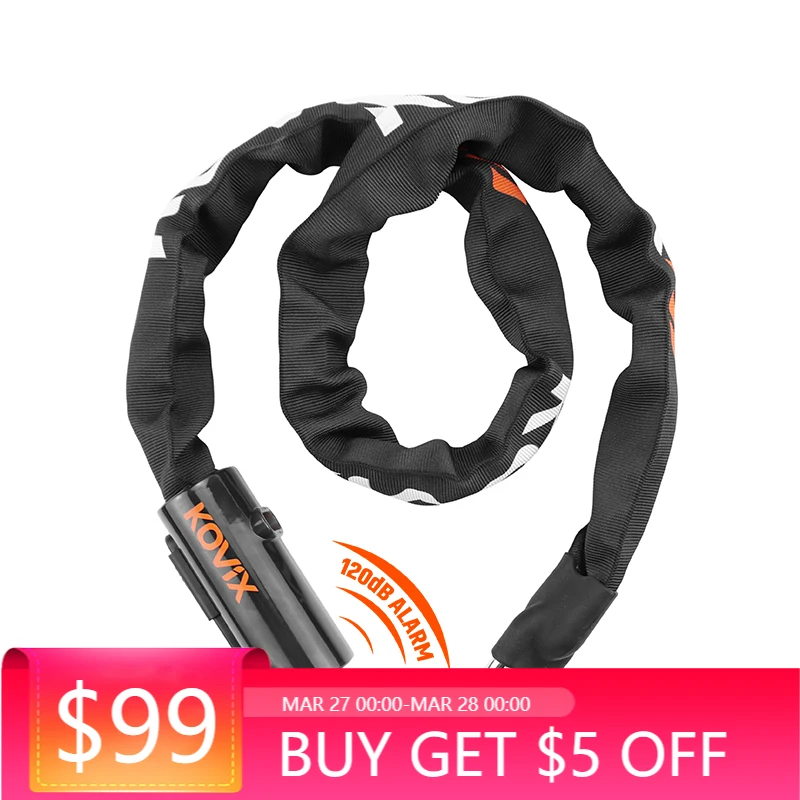 

STLF Built in 120dB Alarm Soocter Lock Bicycle Chain Bicycle Accessories Chain Lock Chain Bicycle Lock