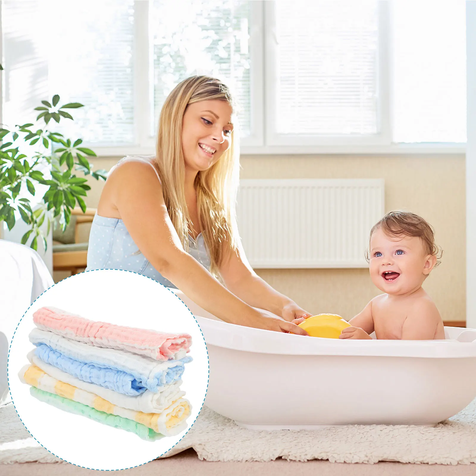 

6Pcs Baby Saliva Towel Absorbent Cotton Cloth Childlike Design Quick Drying for Children Kindergarten Exercises