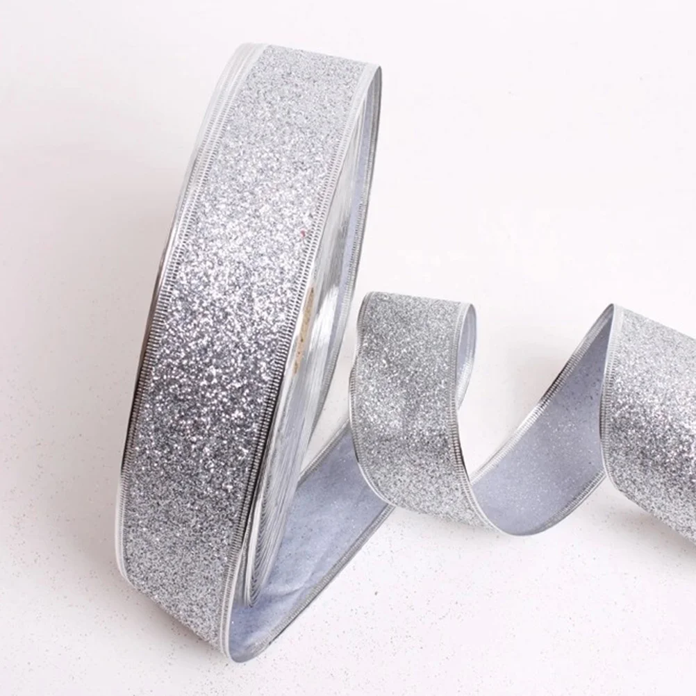 

PRETYZOOM Sheer Glitter Ribbon Metallic Band for Christmas Tree Decoration Holiday Crafts Xmas Household 1
