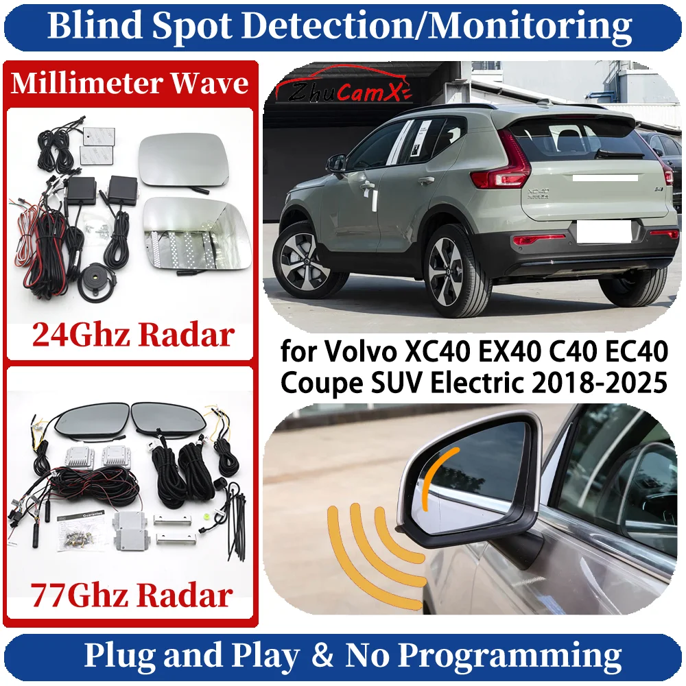 Blind Spot Monitoring/Detection System for Volvo XC40 EX40 C40 EC40 Coupe SUV Electric 2018-2025 Side Lane Change Safe Assist