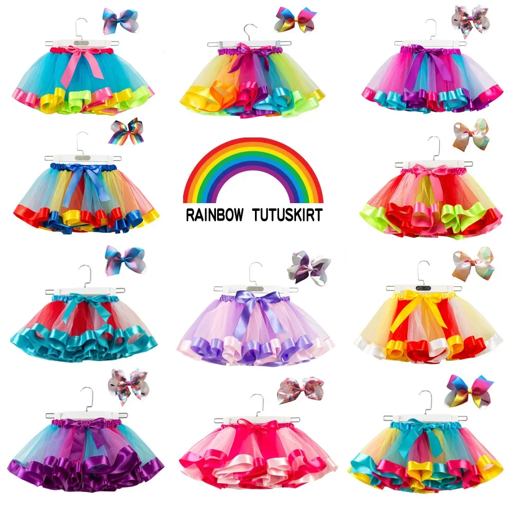 Toddler Girls Tutu Skirt Baby Girl Skirts Pettiskirt Dance Rainbow Tulle Kids Princess Skirt Colorful Children Girls Tutu Skirts