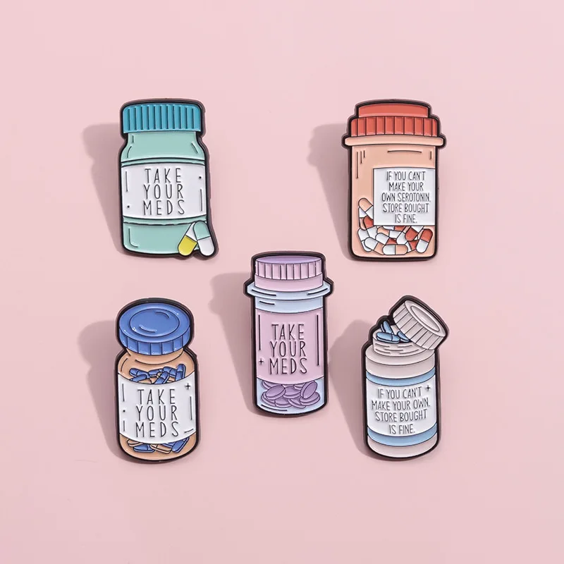 Happy Capsule Pill Enamel Pins We Are Pharmily Vitamin Sea Pharmacy School Survivor Pharmacist Badge Jewelry Gifts For Doctors