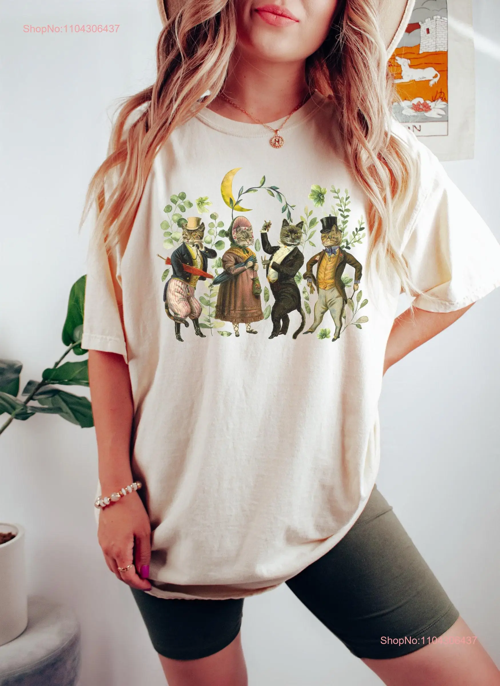 Cottagecore Victorian Cats and Wildflowers Comfort Colors T Shirt Retro Cat Botanical Goblincore Clothes Witchy Grunge