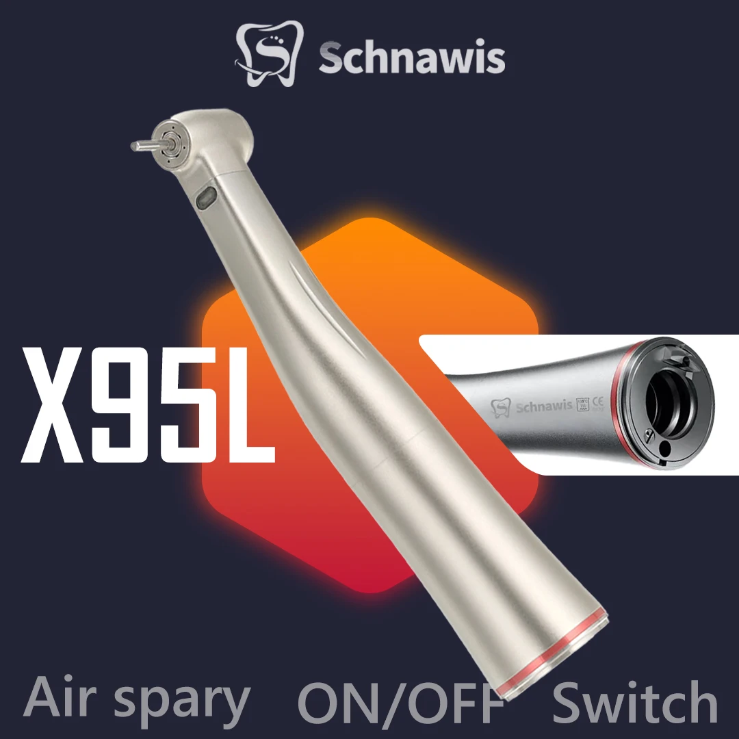 

X95L contraangulo Spray Air On/Off Switch Dental 1:5 Increasing Speed Handpiece Against Contra Angle LED Optic Fiber Red Rings