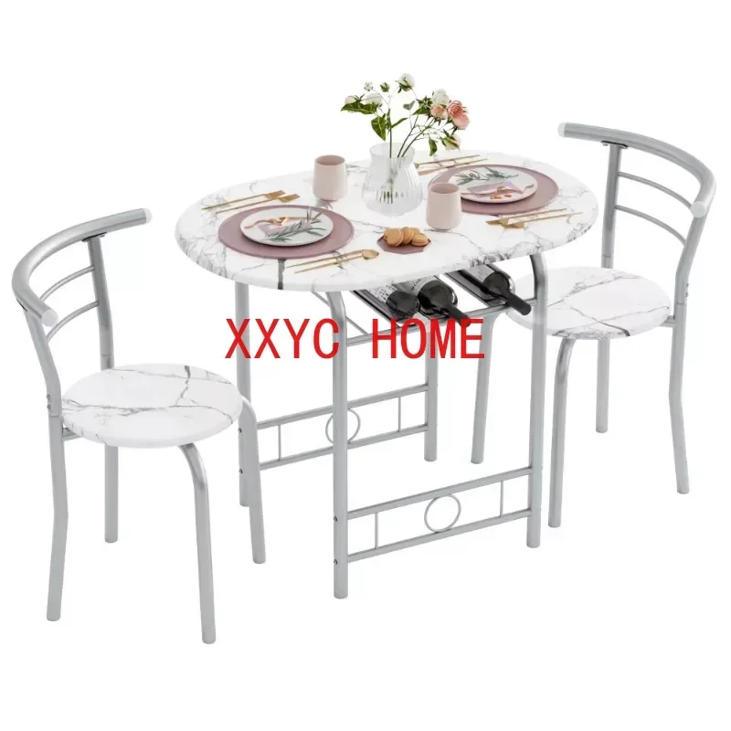 Vineego 3 Pieces Dining Set for 2 Small Kitchen Breakfast Table Set Space Saving Wooden Chairs and Table Set Multiple Colors