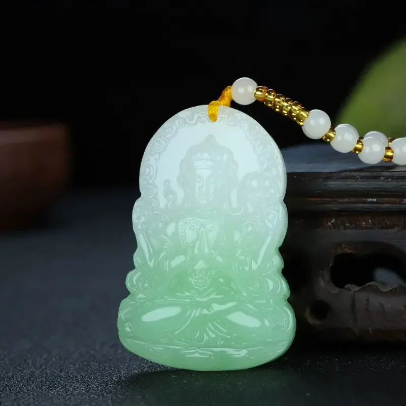 New Piaocui Guanyin pendant stone cuiqing thousand hands Guanyin pendant