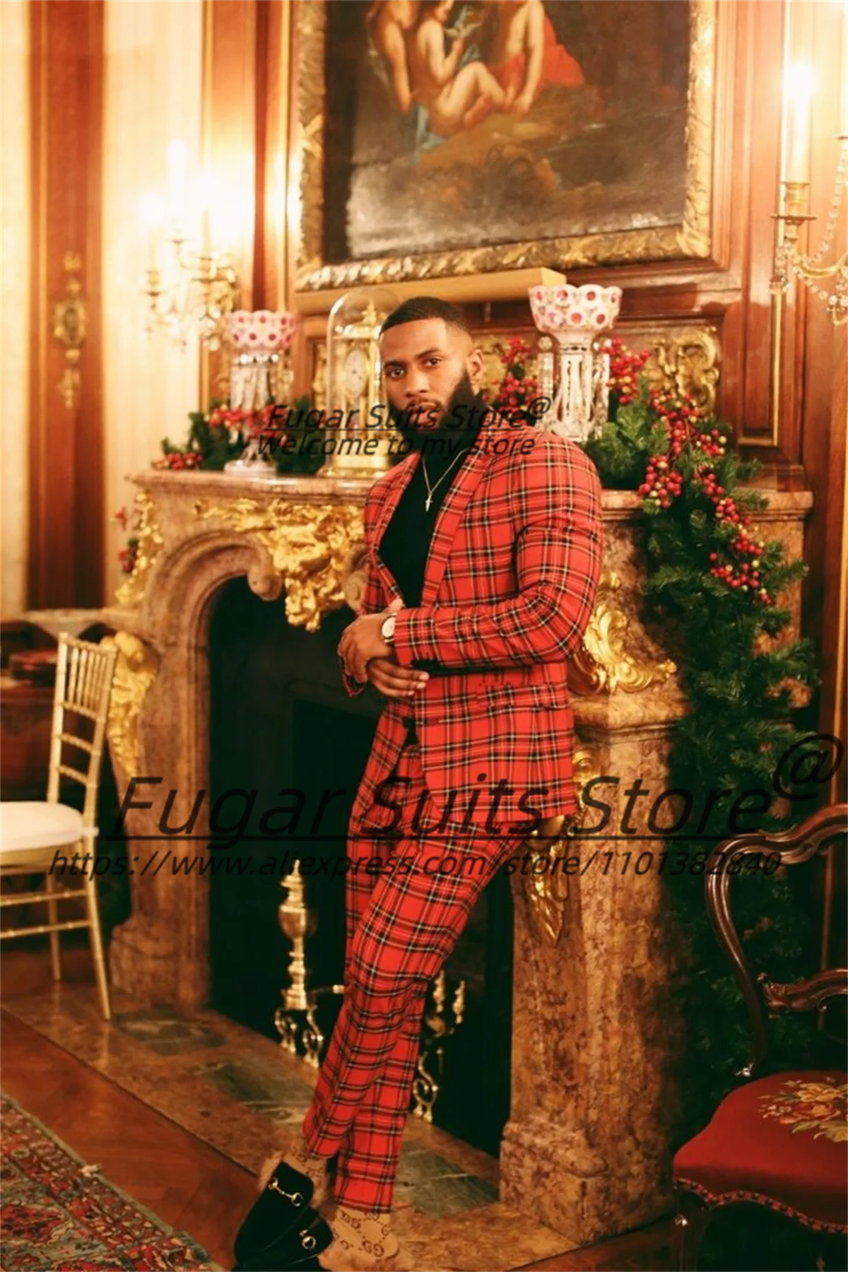 

Рождественская вечеринка Формальные клетчатые мужские костюмы по индивидуальному заказу Slim Fit с зубчатыми лацканами Свадебные смокинги для жениха Комплекты из 2 предметов Мужские блейзеры для выпускного вечера