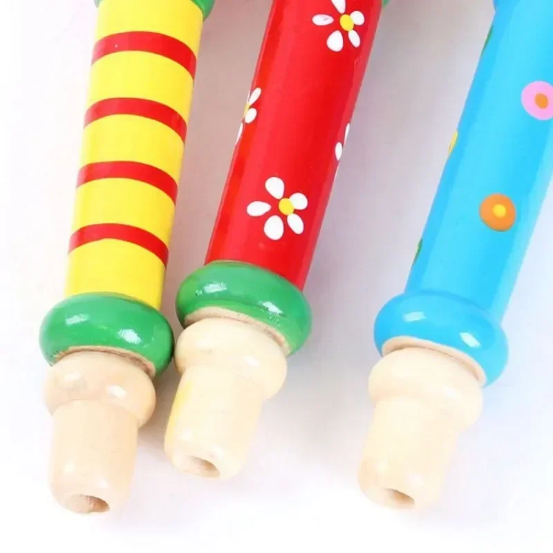 1PC Colorful Wooden Trumpet Bugle Toy Musical Instrument for Children Whistle Baby Learning Educational Toys Kids Music Games