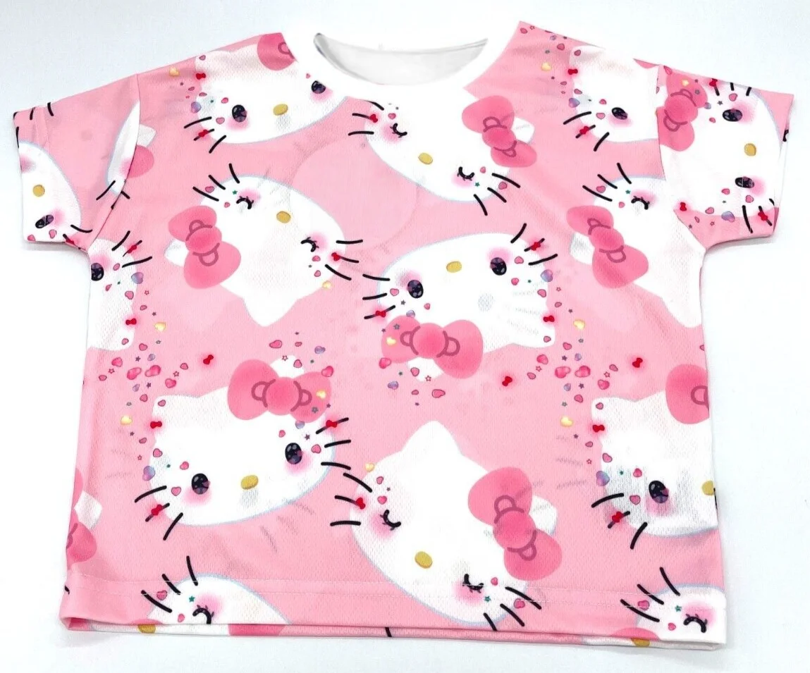 

Adult, Child, Parent Child Sanrio Hello Kitty Multi Style 3D Printed Loose Sports and Leisure Daily Versatile Short Sleeves
