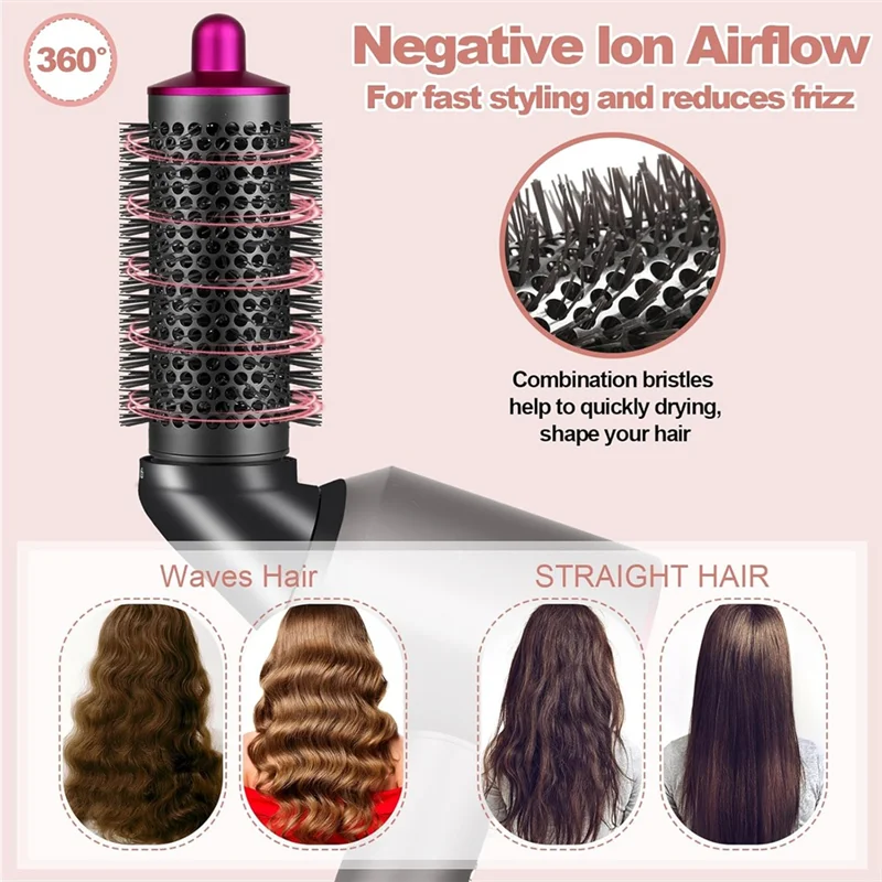 AT28-مرفق فرشاة مستديرة لـ Dyson Airwrap مع محول لملحقات مجفف الشعر دايسون، فرشاة تكثيف مستديرة