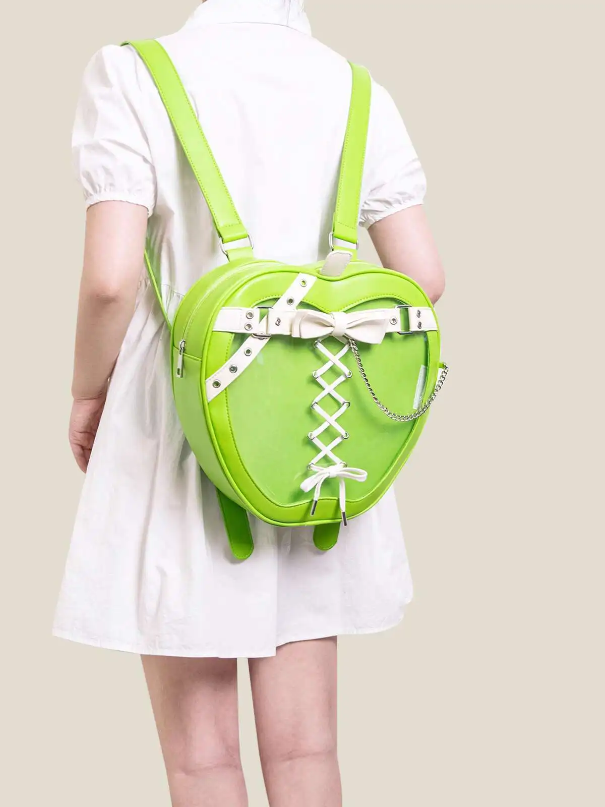 

Original Green Apple Itabag School Bag Sweet Heart Chain Mochila Cosplay Gothic Harajuku Lolita Bags For Woman Y2K Style Bag