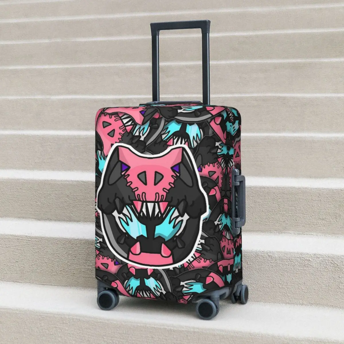 

Black Pink Graffiti Kamen Rider Suitcase Cover Travel Protector Vacation Practical Luggage Supplies