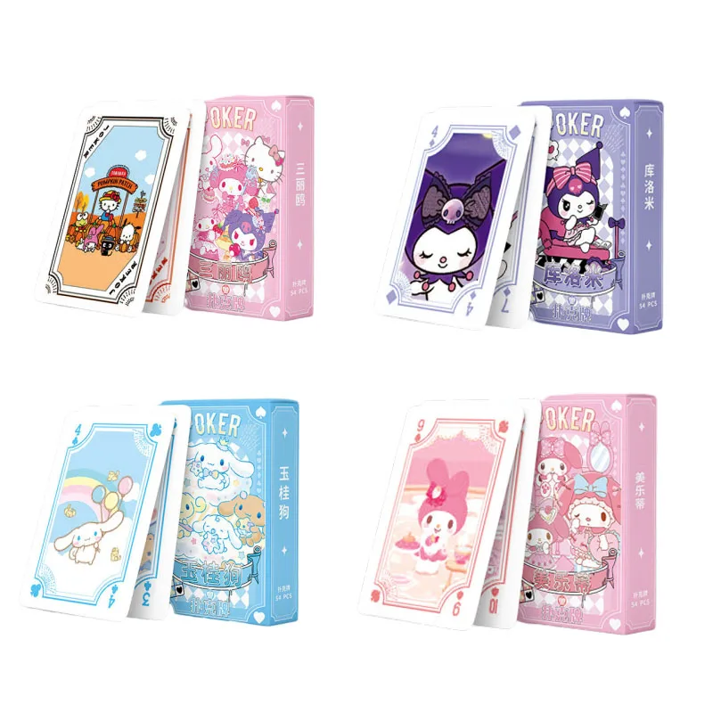 Kawaii Sanrioed My Melody Cinnamoroll Hello Kitty Kuromi Anime Playing Card Cute Cartoon Doll Good Quality Collectible Girl Gift