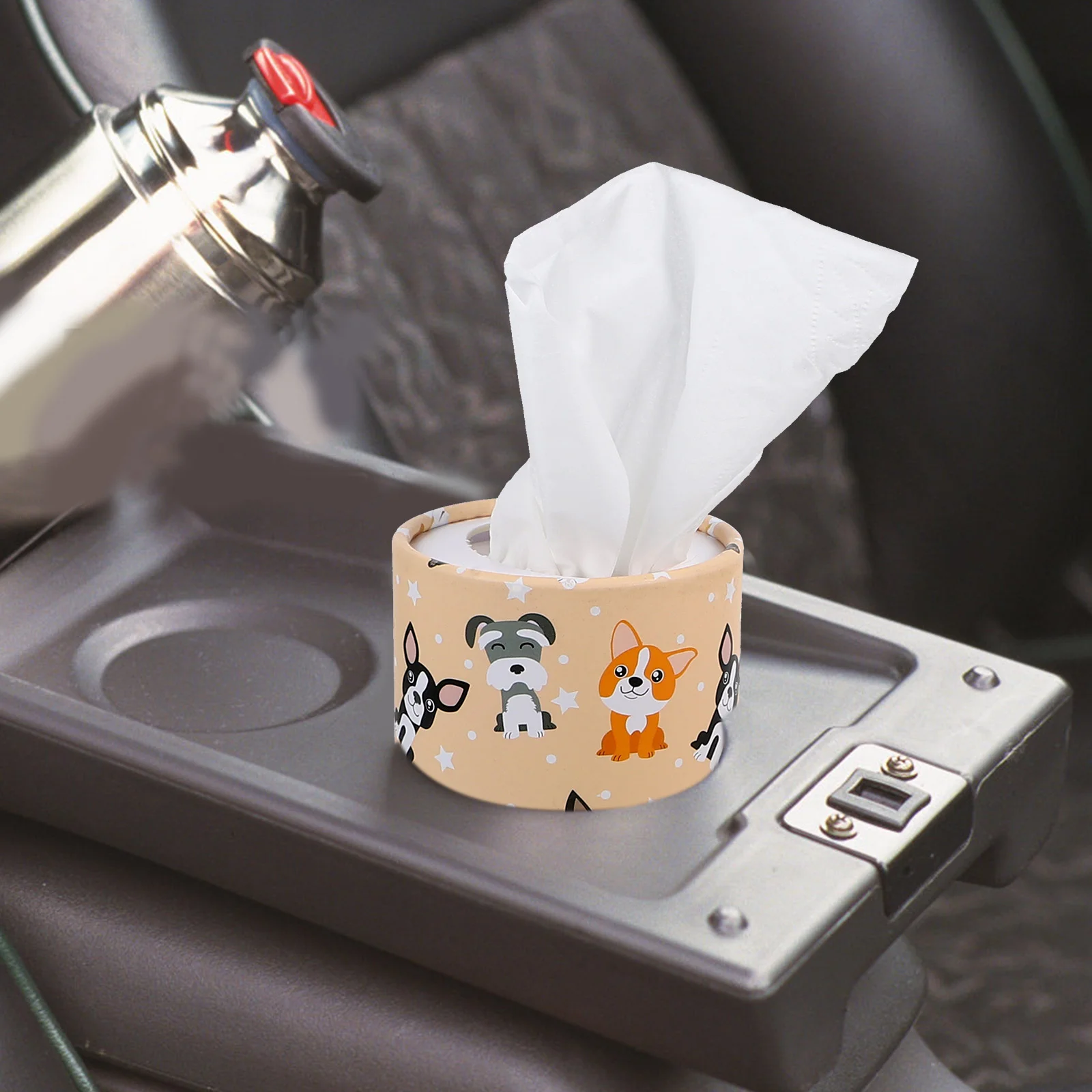 Multifunktions-Auto Tissue Box Abdeckung Halter Auto Runde Papier rohr Sicherheit zerbrochene Fenster Tissue Cup mit Sicherheits paket Dekor