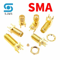 5Pcs SMA SMA-KE/KWE/KHD Female Jack Male Plug Adapter Solder Edge PCB Straight Right angle Mount RF Copper Connector Plug Socket