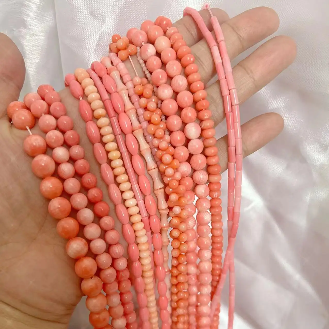 Fashion Mini Pink Natural Column Rice Sea Bamboo Coral Jewelry diy Making Wholesale Spacer Beads Strand  15\