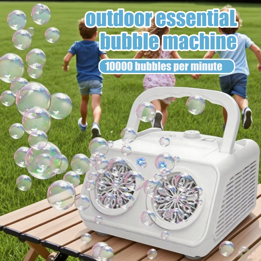 Upgraded Bubble Machine With 2 Fan Speed Levels Durable Outdoor Toy Ideal Birthday Wedding Party Christmas Children Day For Gift