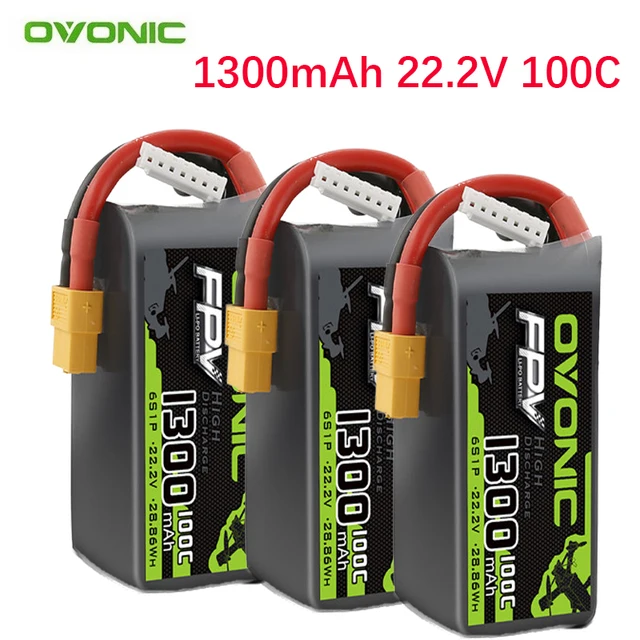 Ulepszona bateria OVONIC 100C 1300mAh 22.2V Lipo do helikopterów RC, quadcopterów, dronów wyścigowych FPV, części 6S/22.2V