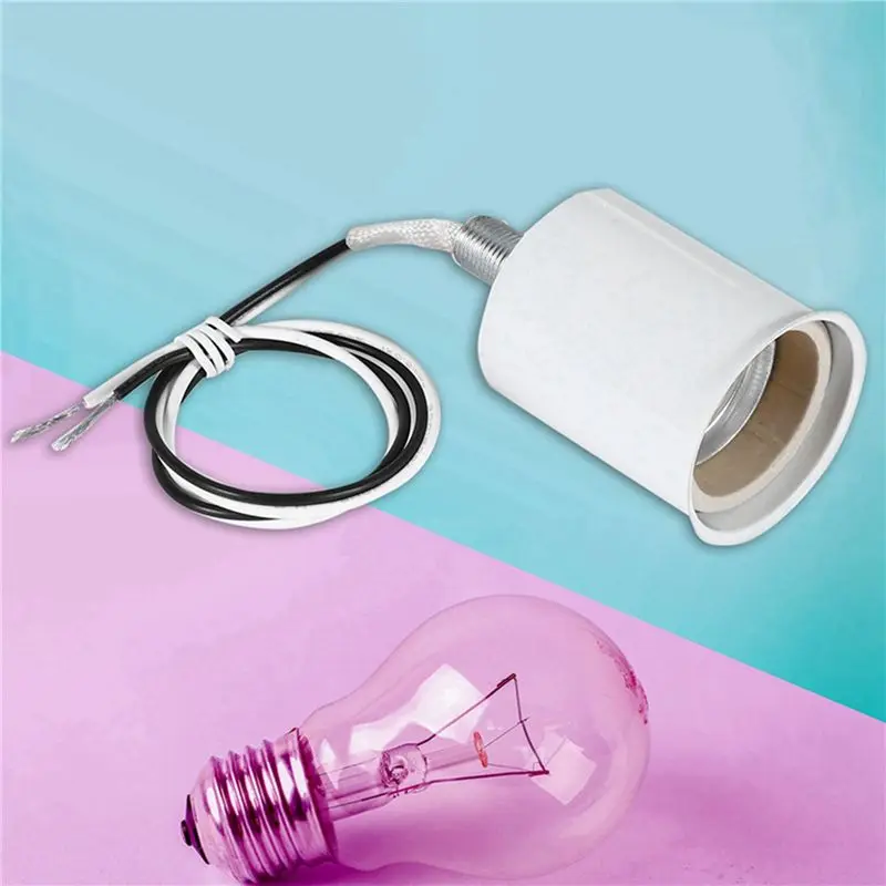 abbo-6x-e27口金、丸型led電球用ソケット、ワイヤー付き、白色金属製