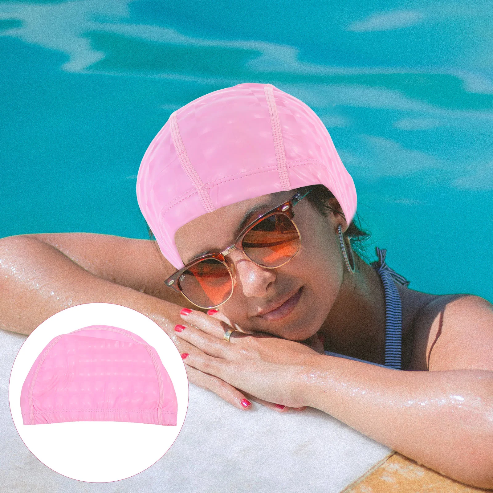 

Kids Swim Hat Swimming Cap Waterproof Aldult Hair Protective PU Coating Men and Women