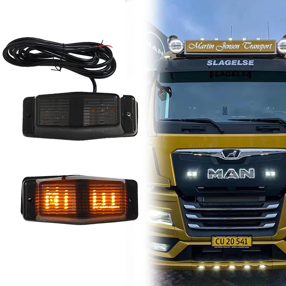 1x 24V E6 Amber White LED Marker Light Front Grill Double Burner / Pole Indicator DAF Lamp for Scania Volvo Man Benz Truck Lorry - view 3