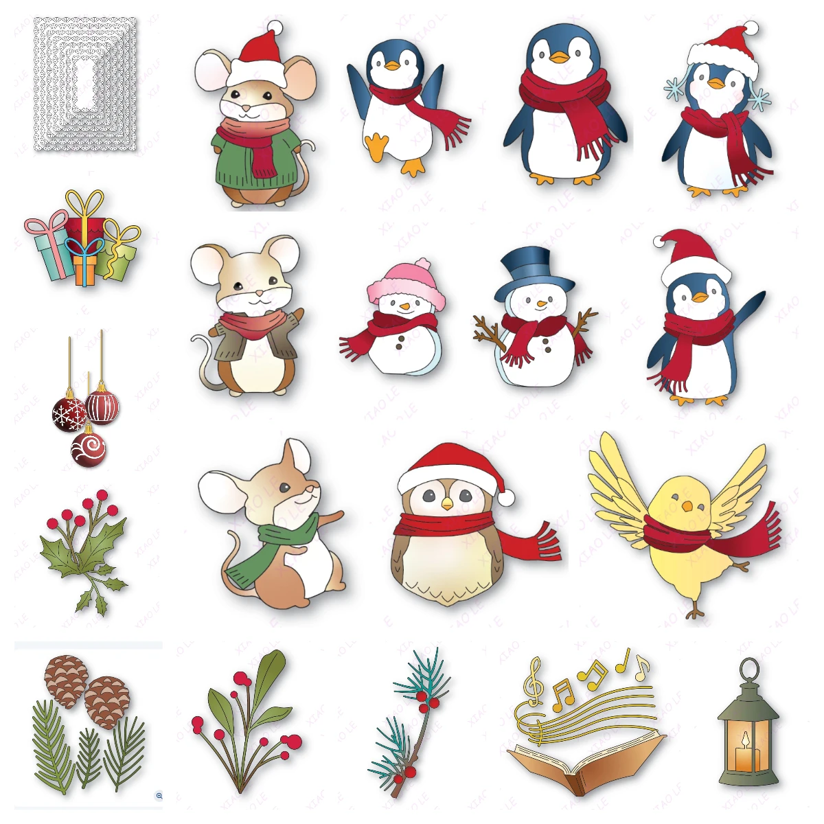 Feliz Navidad Berry Splash Mouse Navidad Metal artesanía troqueles de corte álbum de fotos para Diy Scrapbooking papel hacer tarjetas hechas a mano