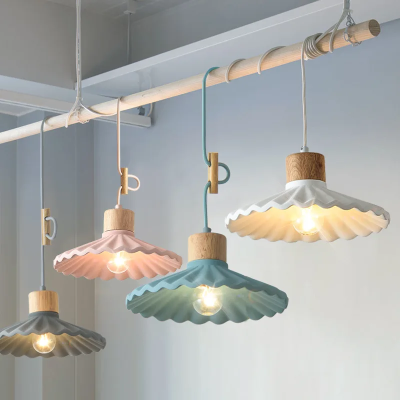 

ARTURESTHOME Cement Chandelier, Modern Colourful and Lovely Lampshade, Japanese Restaurant Cafe Pleated Decorative Light