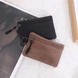 Canvas Mini Coin Wallet Bag Solid Color Zipper Key Bag Money Pocket Purse Women Men Small Card Holder Change Coin Purses